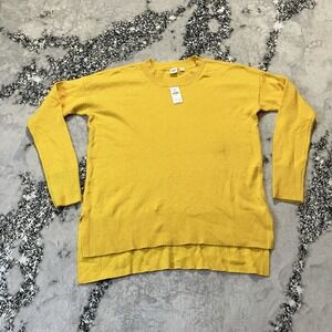 Gap Sweater Womens‎ Size Medium Yellow Crazy Crew Tunic Wool Blend